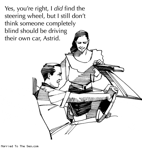 Married To The Sea comic: the steering wheel * Text: