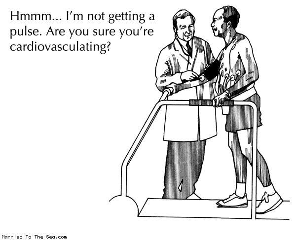 Married To The Sea comic: not getting a pulse * Text: hmm im not getting a pulse are you sure youre cardiovasculating