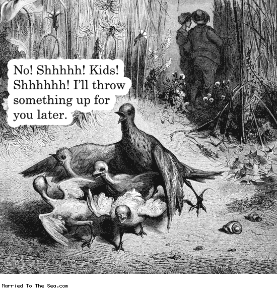 Married To The Sea comic: but mom they have bread * Text: no shhhh kids shhhh ill throw something up for you later