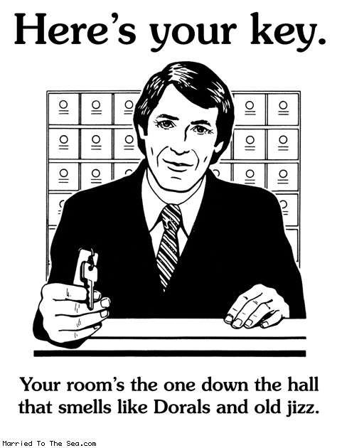 Married To The Sea comic: heres your key * Text: heres your key your rooms the one down the hall that smells like dorals and old jizz
