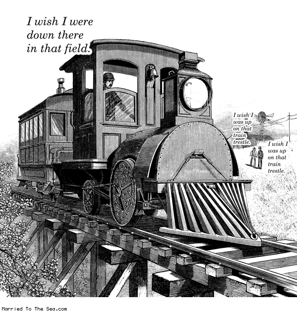 Married To The Sea comic: train wishes and field dreams * Text: