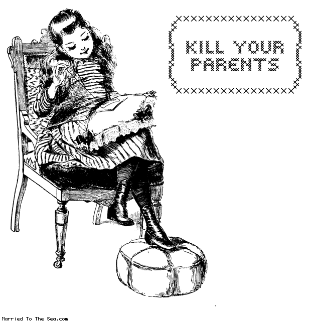 Married To The Sea comic: cross stitch project * Text: kill your parents