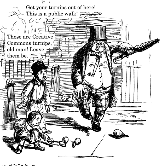 Married To The Sea comic: get your turnips out of here * Text: get your turnips out of here this is a public walk these are creative commons turnips old man leave them be