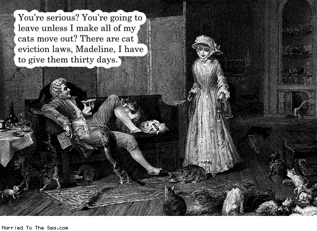 Married To The Sea comic: cat eviction * Text: