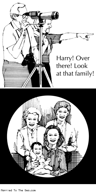 Married To The Sea comic: professional people watchers * Text: harry over there look at that family