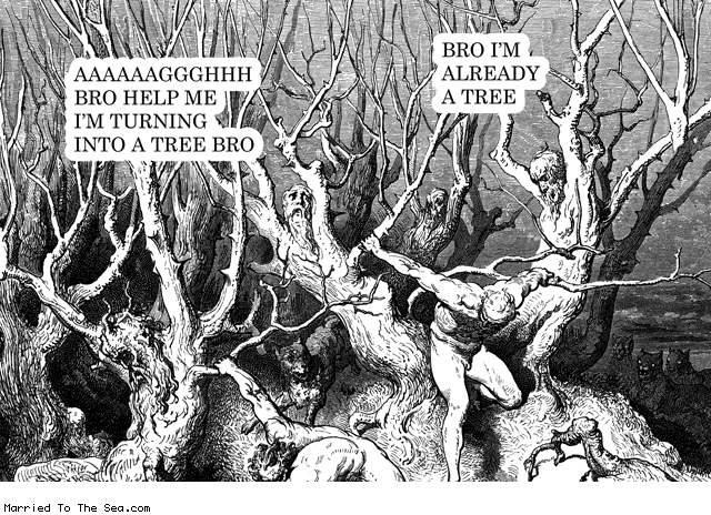 Married To The Sea comic: bro help me * Text: aaaaaagh bro help me im turning into a tree bro bro im already a tree