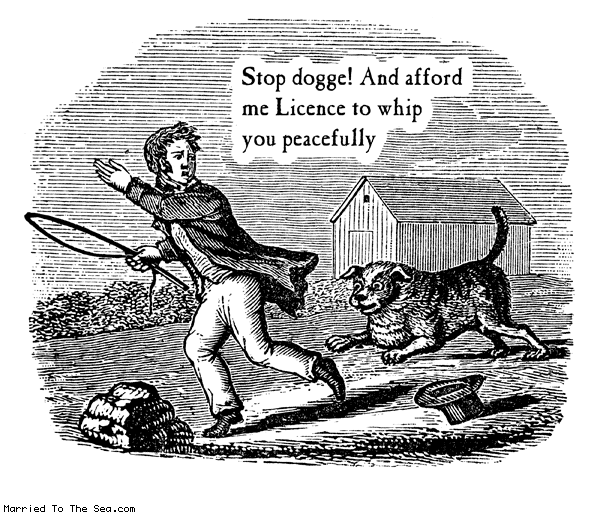 Married To The Sea comic: stop dogge * Text: stop dogge and afford me license to whip you peacefully