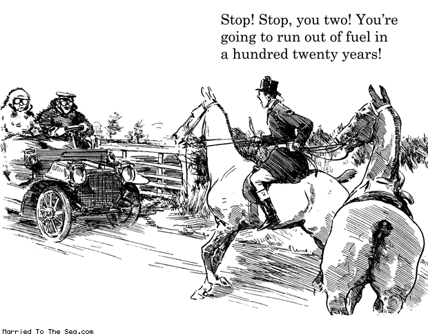 Married To The Sea comic: run out of fuel * Text: stop stop you two youre going to run out of fuel in a hundred twenty years