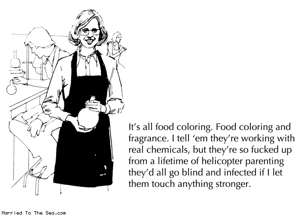 Married To The Sea comic: food coloring and fragrance * Text: