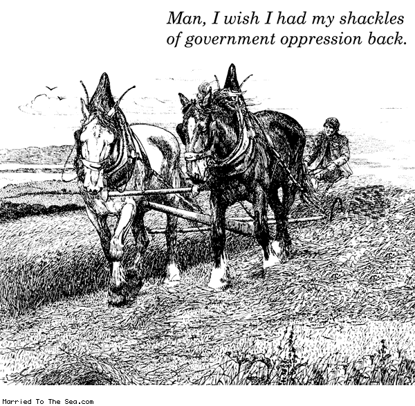 Married To The Sea comic: shackles of oppression * Text: man i wish i had my shackles of government oppression back