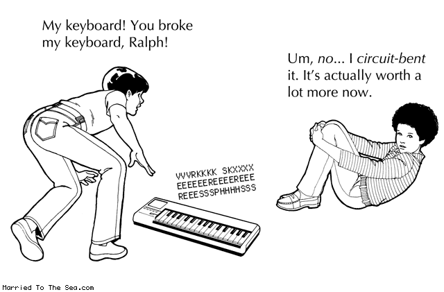 Married To The Sea comic: you broke my keyboard * Text: my keyboard you broke my keyboard ralph um no i circuit bent it its actually worth a lot more now