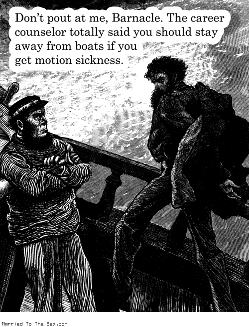 Married To The Sea comic: motion sickness * Text: