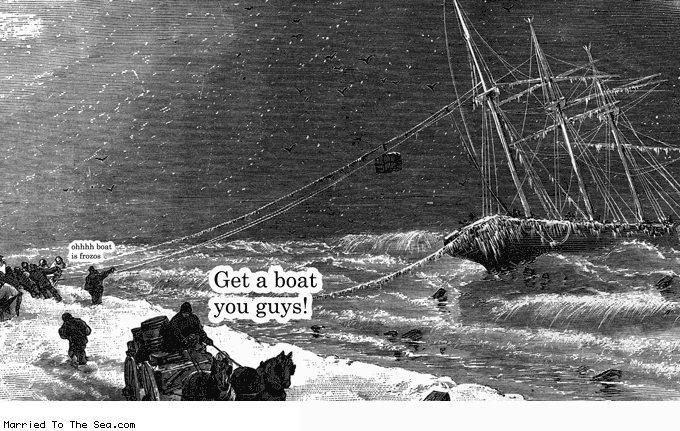 Married To The Sea comic: boat is frozos * Text:
ohhhh boat is frozos
Get a boat you guys!