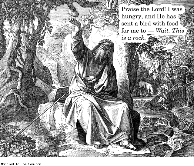 Married To The Sea comic: praise the lord * Text: praise the lord i was hungry and he has sent a bird with food for me to wait this is a rock
