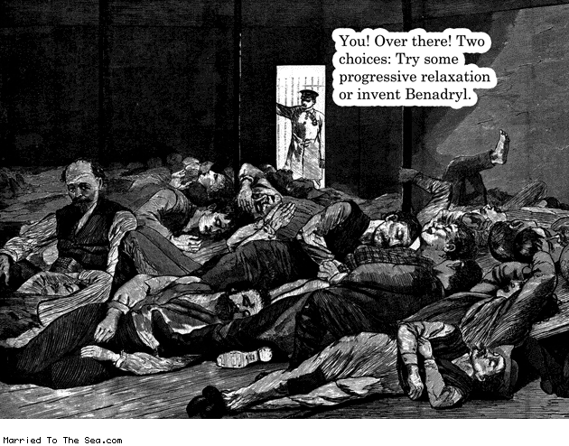 Married To The Sea comic: progressive relaxation * Text: you over there two choices try some progressive relaxation or invent benadryl