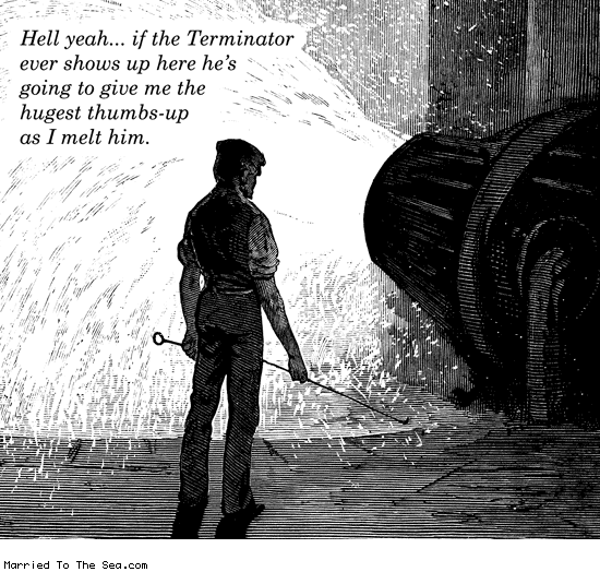 Married To The Sea comic: melting the terminator * Text: