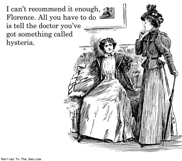 Married To The Sea comic: ladies gettin vibrated * Text: i cant recommend it enough florence all you have to do is tell the doctor youve got something called hysteria