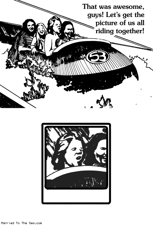 Married To The Sea comic: lets get the picture * Text: that was awesome guys lets get the picture of us all riding together