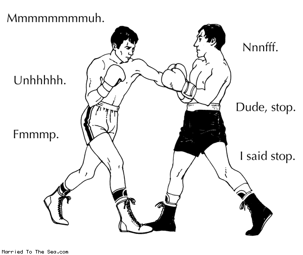 Married To The Sea comic: the sounds of boxing * Text: